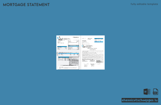 Hypothekenabrechnung der Fujeirah National Bank (VAE) im Word- und PDF-Format (1-2 Beispielvorschau)